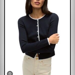 Veronica Beard Wilmer Cardigan with White Trim